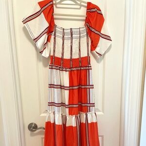 Orange White and Black Maxi Dress - Size M - NWOT
